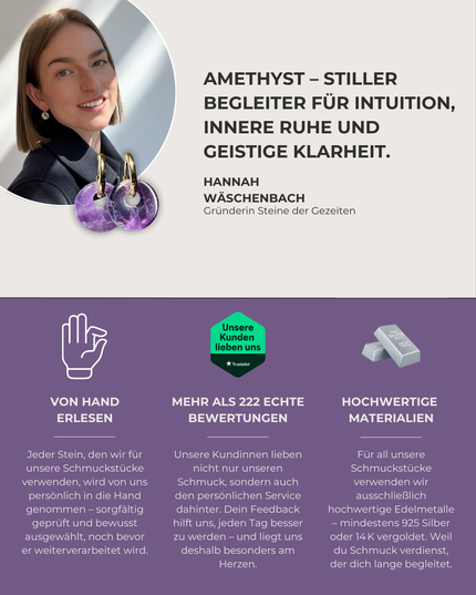 Amethyst Donut Ohrringe – mit Hoop in Silber oder Gold