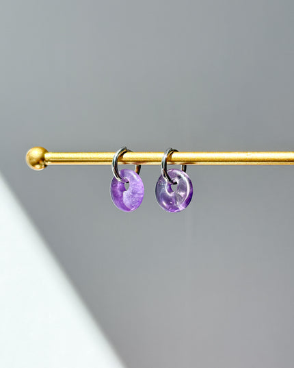 Amethyst Donut Ohrringe – mit Hoop in Silber oder Gold