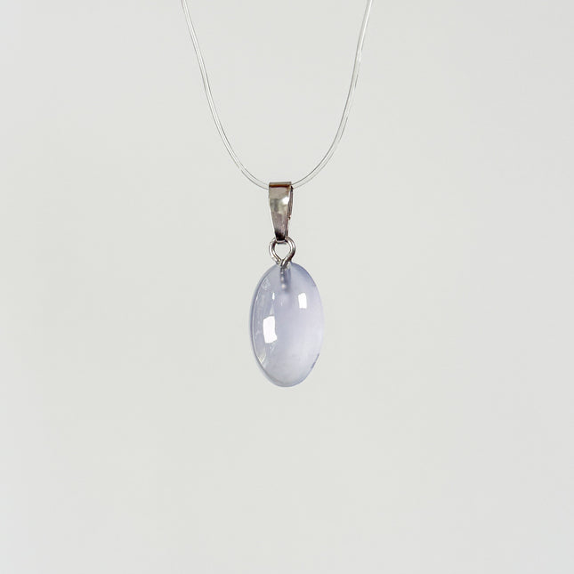 Chalcedon blau (cabochon) Anhänger - 925 Silber