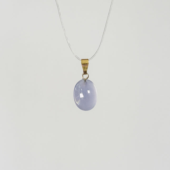 Chalcedon blau (cabochon) Anhänger - vergoldet 925 Silber