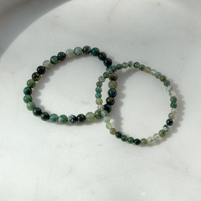 Moosachat Perlenarmband (4-6mm Perlen)