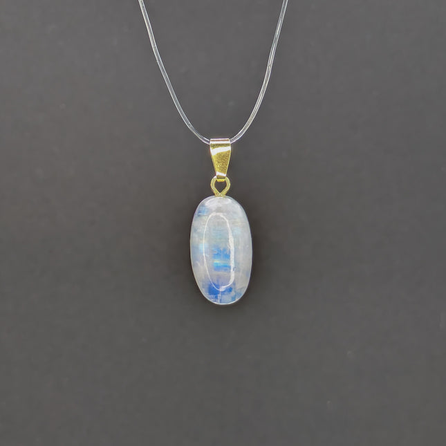 Regenbogen Mondstein Kettenanhänger geschliffen