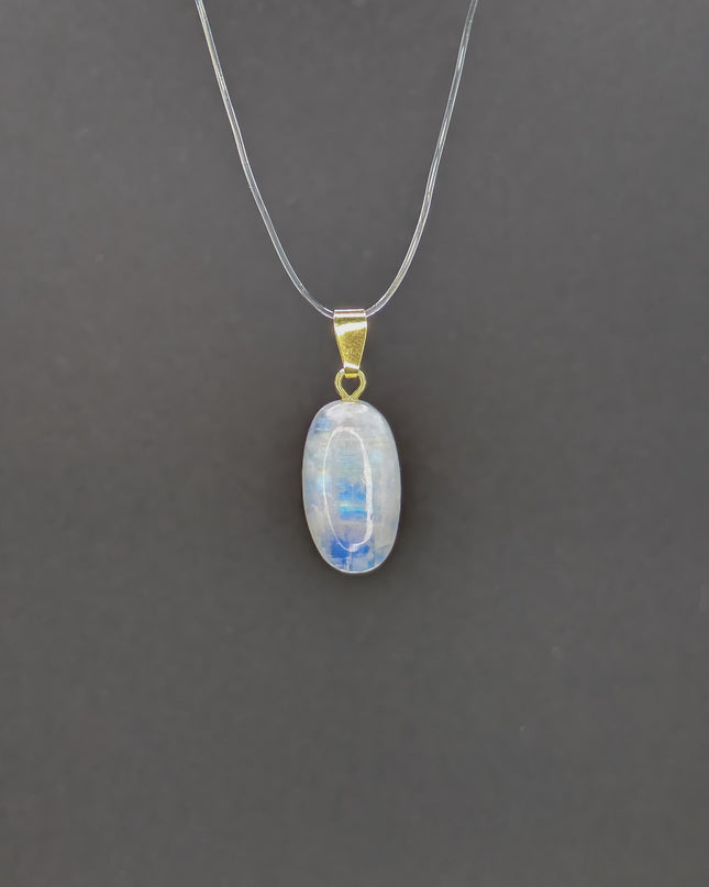 Regenbogen Mondstein Kettenanhänger geschliffen