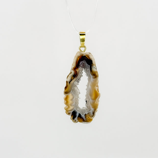 Achat Geode Anhänger - 925 Silber vergoldet
