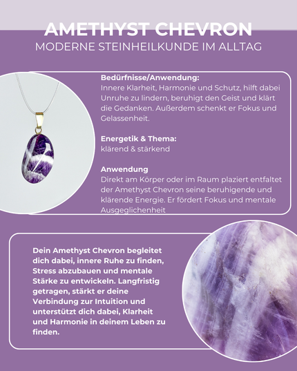 Amethyst Chevron Anhänger - 925 Silber vergoldet