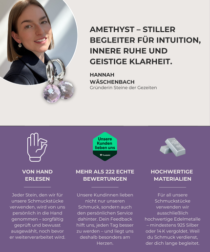 Amethyst Kugel Ohrringe – mit Hoop in Silber oder Gold