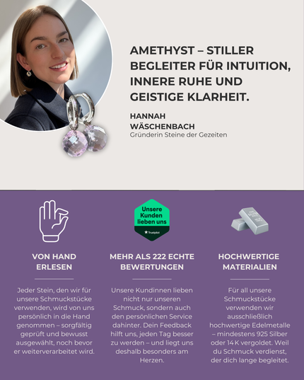 Amethyst Kugel Ohrringe – mit Hoop in Silber oder Gold