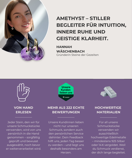 Amethyst Donut Ohrringe – mit Hoop in Silber oder Gold