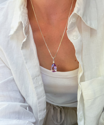 FairyTale Amethyst Anhänger - Tropfen in Silber