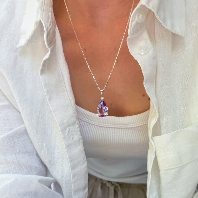 FairyTale Amethyst Anhänger - Tropfen in Silber