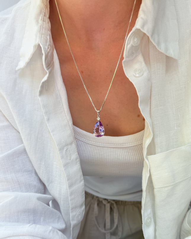 FairyTale Amethyst Anhänger - Tropfen in Silber