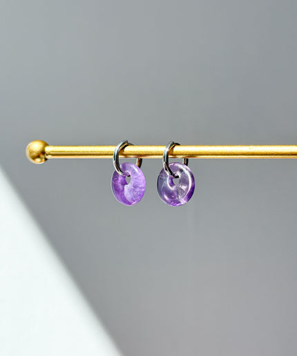Amethyst Donut Ohrringe – mit Hoop in Silber oder Gold