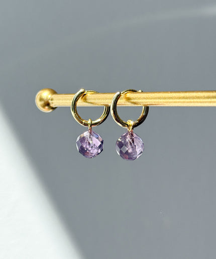 Amethyst Kugel Ohrringe – mit Hoop in Silber oder Gold