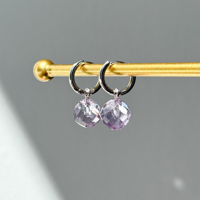 Amethyst Kugel Ohrringe – mit Hoop in Silber oder Gold