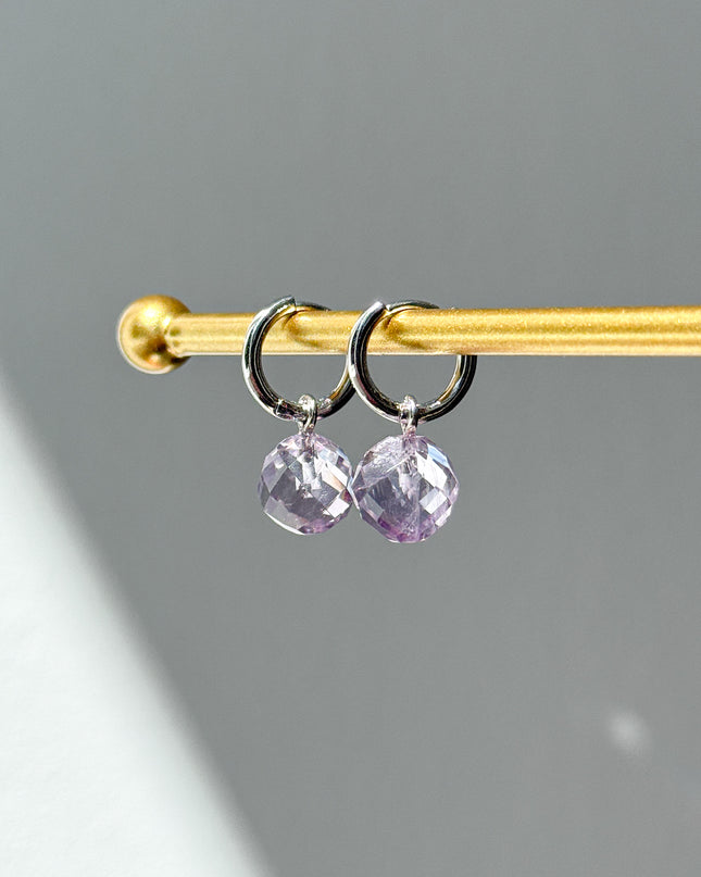 Amethyst Kugel Ohrringe – mit Hoop in Silber oder Gold