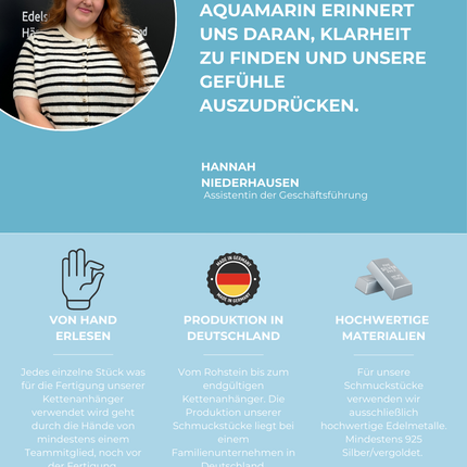 Aquamarin (roh) Anhänger - 925 Silber vergoldet