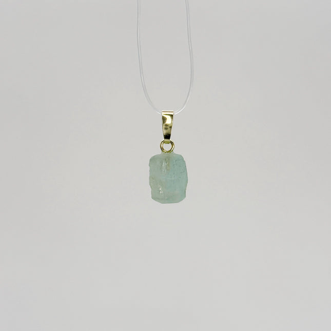 Aquamarin (roh) Anhänger - 925 Silber vergoldet