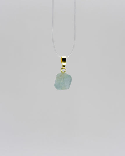 Aquamarin (roh) Anhänger - 925 Silber vergoldet