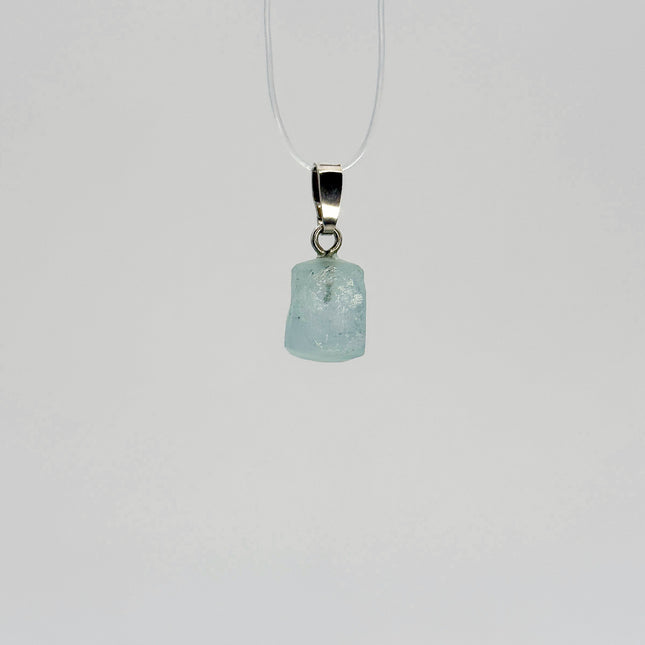Aquamarin (roh) Anhänger - 925 Silber