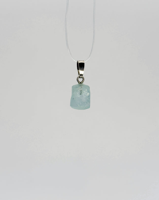 Aquamarin (roh) Anhänger - 925 Silber