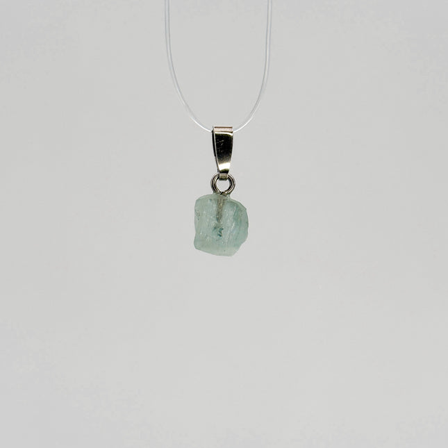 Aquamarin (roh) Anhänger - 925 Silber