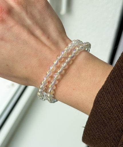 Angel Aura Bergkristall Perlenarmband (6mm Perlen)