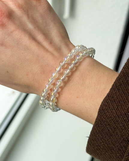 Angel Aura Bergkristall Perlenarmband (6mm Perlen)
