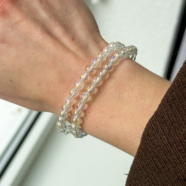 Angel Aura Bergkristall Perlenarmband (6mm Perlen)