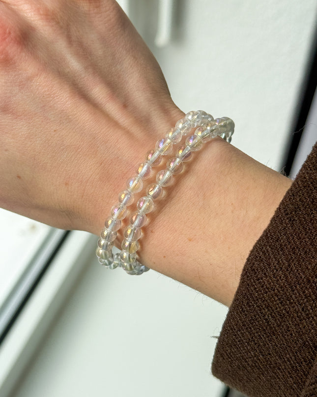 Angel Aura Bergkristall Perlenarmband (6mm Perlen)
