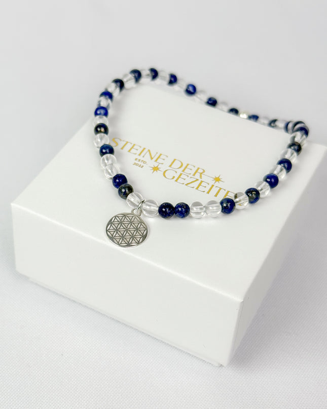 "Blüte des Selbst" Lapis & Bergkristall - Design Armband