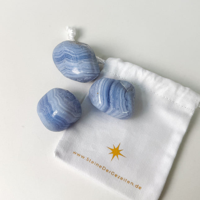 Blauer Chalcedon (Blue Lace Agate) Trommelstein