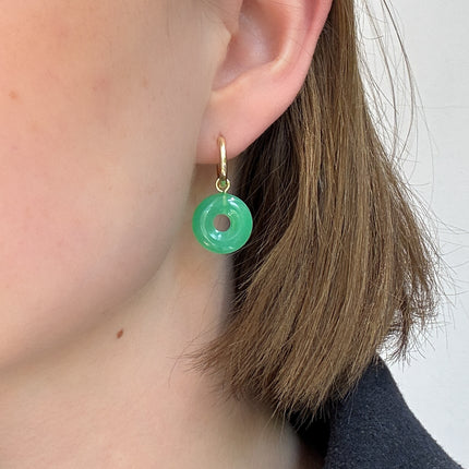 Chrysopras Donut Ohrringe – mit Hoop in Gold