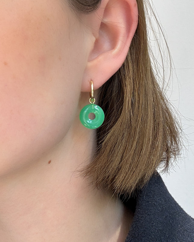 Chrysopras Donut Ohrringe – mit Hoop in Gold