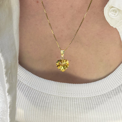FairyTale Citrin Anhänger – Herz in Gold/Silber