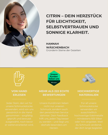 Citrin Herz Ohrringe – mit Hoop Gold