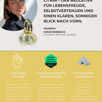 Citrin Kugel Ohrringe – mit Hoop in Silber oder Gold