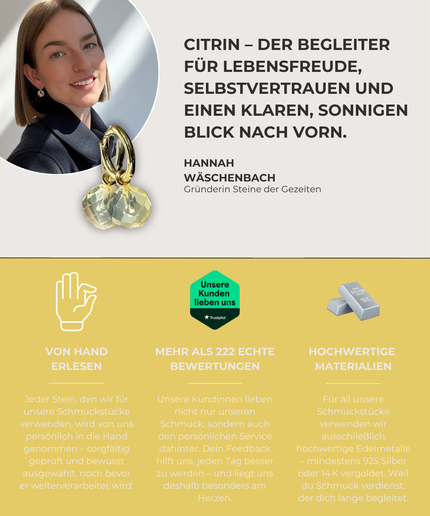 Citrin Kugel Ohrringe – mit Hoop in Silber oder Gold