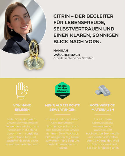 Citrin Kugel Ohrringe – mit Hoop in Silber oder Gold
