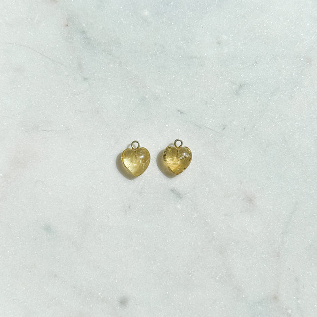 Citrin Herz Anhänger – für Hoop Ohrringe