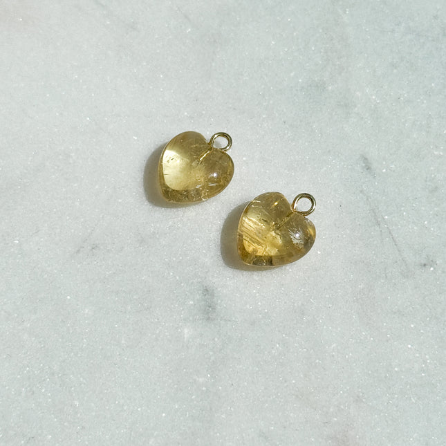 Citrin Herz Anhänger – für Hoop Ohrringe