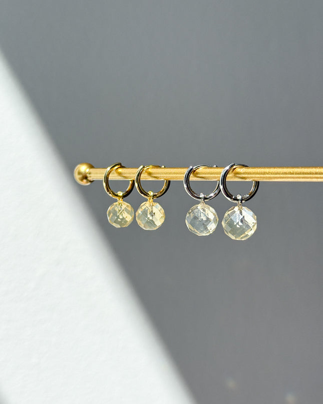 Citrin Kugel Ohrringe – mit Hoop in Silber oder Gold
