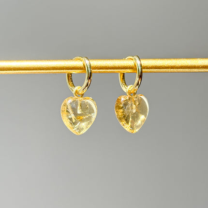 Citrin Herz Ohrringe – mit Hoop Gold