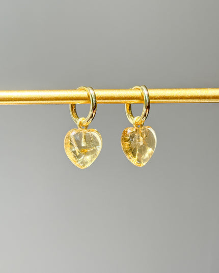 Citrin Herz Ohrringe – mit Hoop Gold