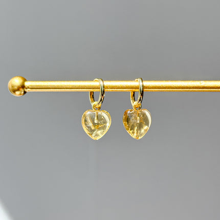 Citrin Herz Ohrringe – mit Hoop Gold