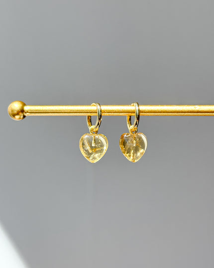 Citrin Herz Ohrringe – mit Hoop Gold