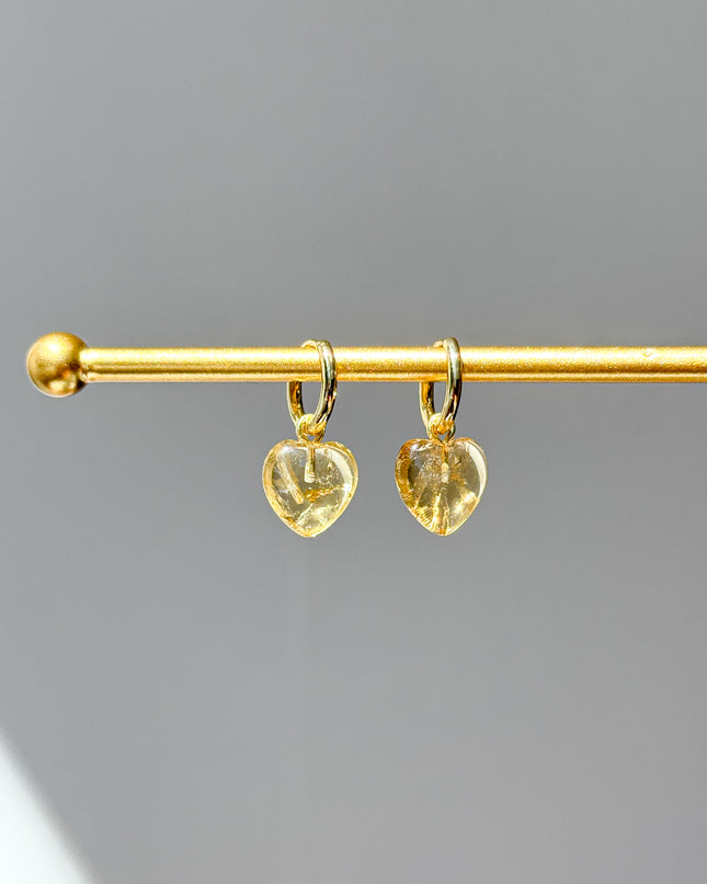 Citrin Herz Ohrringe – mit Hoop Gold