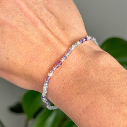 Fluorit facettiert Perlenarmband verstellbar