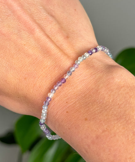 Fluorit facettiert Perlenarmband - verstellbar
