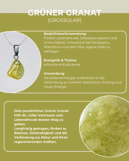 Grüner Granat (Grossular) Anhänger - 925 Silber