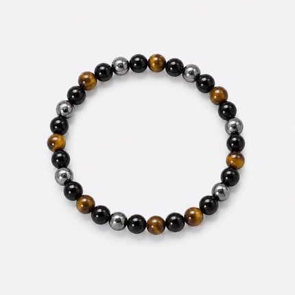 Tigerauge, Obsidian, Hämatit Perlenarmband (6-8mm Perlen)
